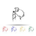 The sheep are jumping multi color icon. Simple thin line, outline vector of sheep icons for ui and ux, website or mobile Royalty Free Stock Photo