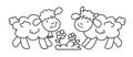 Sheep and lamb, coloring page, vector icon