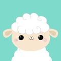 Sheep lamb face head icon. Cloud shape. Cute cartoon kawaii funny smiling baby character. Nursery decoration. Sweet dreams. Flat Royalty Free Stock Photo