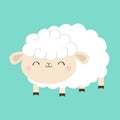 Sheep lamb icon. Sleeping eyes. Cloud shape. Cute cartoon kawaii funny smiling baby character. Nursery decoration. Sweet dreams. Royalty Free Stock Photo