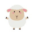 Sheep lamb standing icon. Cartoon kawaii funny baby character. Farm animal. Cute round face head. Cloud shape hair fur. Nursery Royalty Free Stock Photo