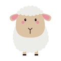 Sheep lamb standing icon. Cute round face head. Cloud shape hair fur. Cartoon kawaii funny baby character. Nursery decoration. Royalty Free Stock Photo