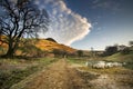 Pathway leading to Caer Caradoc at dawn,Shropshire,England,UK Royalty Free Stock Photo