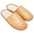Sheep Leather Slippers Muslim isolated on white background Royalty Free Stock Photo