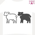 Sheep line and solid icon, domestic animals concept. Vector graphics. Animal sign and editable stroke, outline style Royalty Free Stock Photo