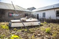 Sheep lying on an upside-down boat in the Wasini Island of Kenya Royalty Free Stock Photo