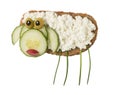 Sheep made with bread and cheese Royalty Free Stock Photo