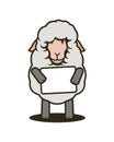 Sheep mascot with tablet with your text