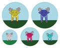 Sheep in Meadow Round Icons set