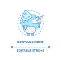 Sheep milk cheese turquoise concept icon
