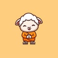 Sheep Monk Cute Creative Kawaii Cartoon Mascot Logo