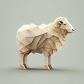 Sheep origami. Polygonal animal. 3d illustration