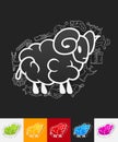 Sheep paper sticker with hand drawn elements