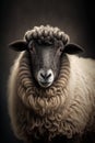 Sheep portrait on dark background. AI Generative Royalty Free Stock Photo