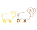 Sheep and ram. Farm animals linear symbol