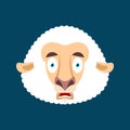 Sheep scared OMG face avatar. Ewe Oh my God emoji. Frightened Fa Royalty Free Stock Photo