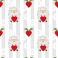 Sheep seamless cartoon pattern with sheep with heart strawberry