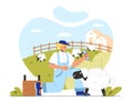 Sheep shearer vector concept