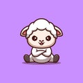 Sheep Sitting Angry Cute Creative Kawaii Cartoon Mascot Logo