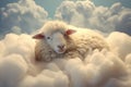 Sheep sleep cloud. Generate Ai