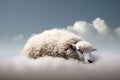 Sheep sleep cloud sky. Generate Ai