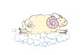 Sheep sleep in cloud