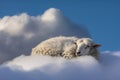Sheep sleep cloud white. Generate Ai
