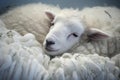 Sheep sleep cloud white. Generate Ai