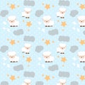 Sheep sleeping with stars scatter and clouds good dream pattern