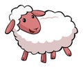 Sheep Smiling Backwards Color Illustration Design
