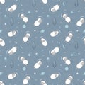 Sheep in space seamless pattern. Drawn animals in space. Royalty Free Stock Photo