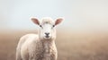 A sheep is standing in a field with fog, AI Royalty Free Stock Photo
