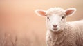 A sheep is standing in a field with some brown grass, AI Royalty Free Stock Photo