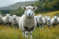 Sheep standing in front of flock Royalty Free Stock Photo