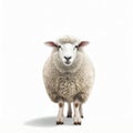 A single sheep standing in the white room