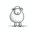 Minimalistic Doodle Sheep: Cute And Monochromatic Cartoon Art