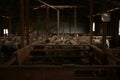 sheep waiting overnight to be shorn in an old traditional timber shearing shed on a family farm in rural Victoria, Australia Royalty Free Stock Photo