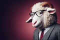 sheep wearing glasses and a suit anthropomorphic