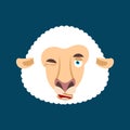 Sheep winking face avatar. Ewe Farm Animal happy emoji. Vector i Royalty Free Stock Photo