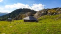 The sheepfold on Soarbele Valley, Iorgovanu Mountains, Romania Royalty Free Stock Photo