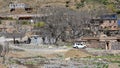 Sheepherder with small herd of sheep in a Berber village in the High Atlas Mountains of Morocco.