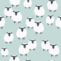 Colorful seamless pattern with sheeps. Decorative cute background with funny animals