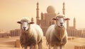 sheeps on the mosque, ramadan eid concept Royalty Free Stock Photo