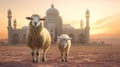 sheeps on the mosque ramadan eid concept Royalty Free Stock Photo