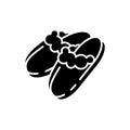 Sheepskin shearling slippers black glyph icon Royalty Free Stock Photo