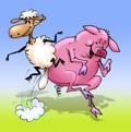 Sheepy and Piggy dancing Royalty Free Stock Photo