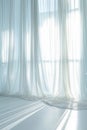 Sheer curtains casting shadows in a sunlit room