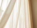 Sheer Elegance. Sunlight Filtering Through Delicate Ivory Window Curtains. Royalty Free Stock Photo