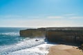 Sheer limestone cliff faces along Great Ocean Road coastal road trip Royalty Free Stock Photo