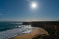 Sheer limestone cliff faces along Great Ocean Road coastal road trip Royalty Free Stock Photo